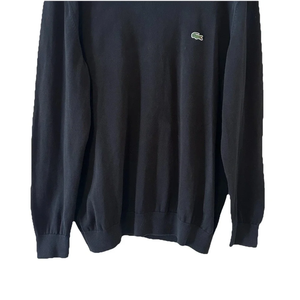 Lacoste Mens Black Sweater Shirt Classic Fit Crew Neck LS Pullover Logo Size XL‎